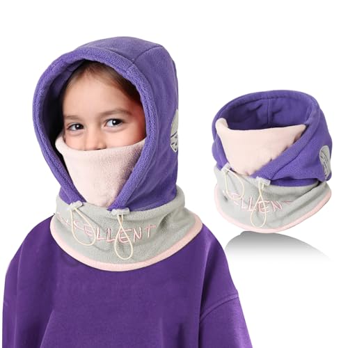 TAGVO Kinder Sturmhaube Winter 4-12, Multifunktional Winddicht Thermo Fleece Wintermütze Gesichtsmaske mit Verstellbarer Kinnriemen, Slouchy Sturmhaube Fahrrad Skimaske Balaclava für Jungen Mädchen von TAGVO