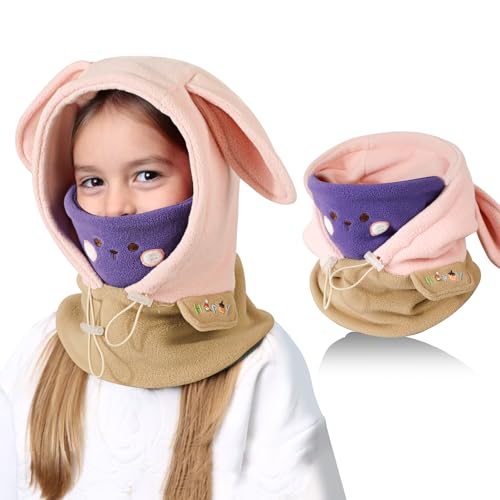 TAGVO Kinder Sturmhaube Winter 4-12, Multifunktional Winddicht Thermo Fleece Wintermütze Gesichtsmaske mit Verstellbarer Kinnriemen, Slouchy Sturmhaube Fahrrad Skimaske Balaclava für Jungen Mädchen von TAGVO