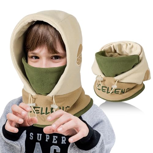TAGVO Kinder Sturmhaube Winter 4-12, Multifunktional Winddicht Thermo Fleece Wintermütze Gesichtsmaske mit Verstellbarer Kinnriemen, Slouchy Sturmhaube Fahrrad Skimaske Balaclava für Jungen Mädchen von TAGVO