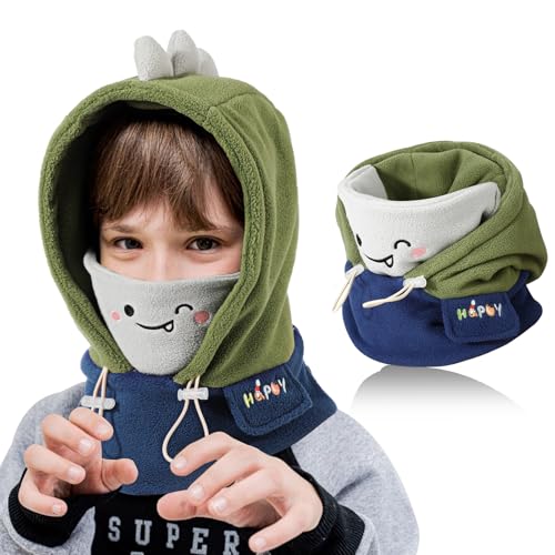 TAGVO Kinder Sturmhaube Winter 4-12, Multifunktional Winddicht Thermo Fleece Wintermütze Gesichtsmaske mit Verstellbarer Kinnriemen, Slouchy Sturmhaube Fahrrad Skimaske Balaclava für Jungen Mädchen von TAGVO