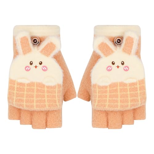 TAGVO Kinder Winter Magische Handschuhe, Winterhandschuhe Thermo Winddicht Elastisch Strickhandschuhe Fingerlose Handschuhe mit Flip-Top Fahrradhandschuhe Outdoor für 7-13 Jahre Jungen Mädch von TAGVO