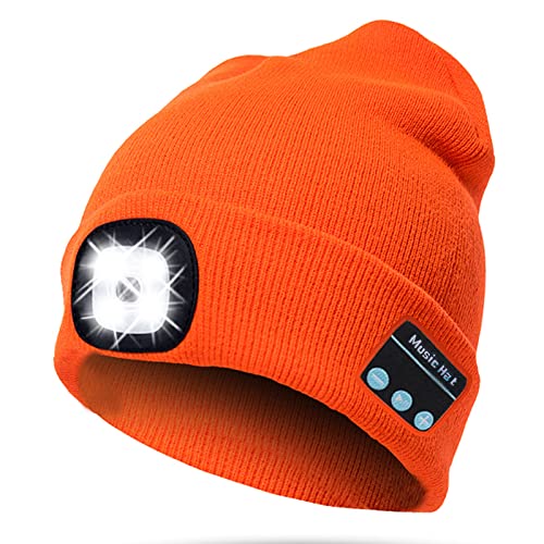 TAGVO LED Mütze Kappe Bluetooth 5.0 Mütze, Integrierter Stereolautsprecher & Mikrofon, Winter Warm Gestrickte Beleuchtung Drahtlose Bluetooth Headset Musik Hut für Laufen Wandern Herren Damen von TAGVO