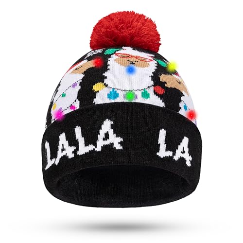 TAGVO LED leuchten Hut Mütze Stricken, Bunte LED Xmas Weihnachten Hut Mütze, Winter Schnee Hut Pullover hässliche Urlaub Hut Beanie Cap von TAGVO