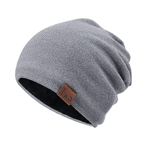 TAGVO Mütze Herren Damen, Slouch Beanie Mütze Damen, Übergangszeit Weiche Leicht Modische Jersey Beanie, Mütze Unisex für Joggen Skifahren Arbeiten Angeln Radfahren Outdoor Grau von TAGVO