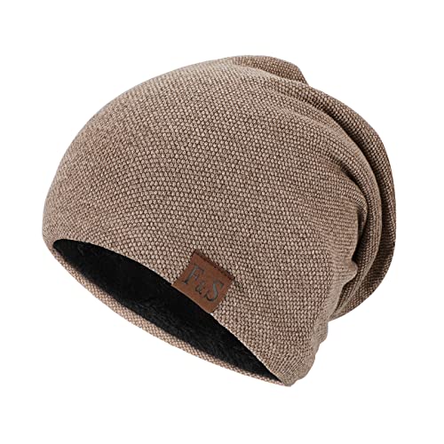 TAGVO Mütze Herren Damen, Slouch Beanie Mütze Damen, Übergangszeit Weiche Leicht Modische Jersey Beanie, Mütze Unisex für Joggen Skifahren Arbeiten Angeln Radfahren Outdoor Khaki von TAGVO