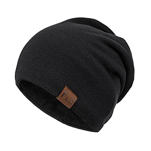 TAGVO Mütze Herren Damen, Slouch Beanie Mütze Damen, Übergangszeit Weiche Leicht Modische Jersey Beanie, Mütze Unisex für Joggen Skifahren Arbeiten Angeln Radfahren Outdoor Schwarz von TAGVO