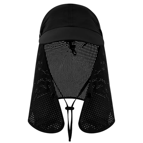 TAGVO Schnell Trocknende Baseballkappe mit Abnehmbarem Nackenschutz, Multifunktional UV-Schutz Leichte Faltbar Atmungsaktiv Kappe Fischerhut, Outdoor Sonnenhut Wanderhut Gartenhut Herren Damen von TAGVO