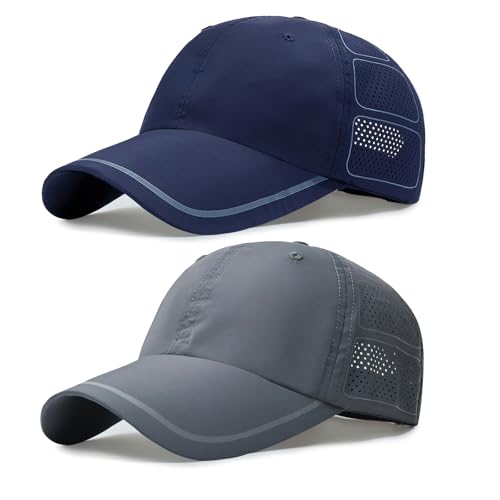 TAGVO Schnelltrocknende Baseballkappe für Herren Damen, 2 Stück Verstellbar Sonnenschutz Sports Mesh Baseball Cap, Leicht, Atmungsaktiv und Faltbar Baseballkappe Sonnenhut für Reisen Draußen läuft TAGVO Schnelltrocknende Baseballkappe für Herren Damen, 2 Stück Verstellbar Sonnenschutz Sports Mesh Baseball Cap, Leicht, Atmungsaktiv und Faltbar Baseballkappe Sonnenhut für Reisen Draußen läuft von TAGVO