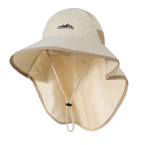 TAGVO Sonnenhut Herren Damen mit Nackenschutz, UPF 50+ Breite Krempe Sonnenschutz Mütze Wandern Outdoor-Hut Faltbar Safari Atmungsaktiv Verstellbar von TAGVO