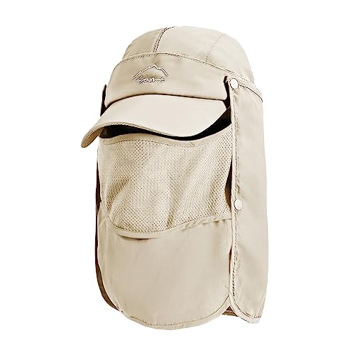 TAGVO Sonnenhut mit Abnehmbarer Halsklappe, UPF 50+ Schutz Atmungsaktive Angelhüte, Faltbare Schnell Trocknende Camping Wanderhut Sonnenkappen für Männer und Frauen - Universalgröße von TAGVO