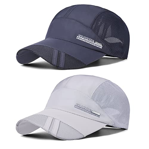 TAGVO Sports Mesh Baseball Cap, 2 Stück Sommer Atmungsaktive Sun Cap Schnell Trocknend Hüte Unisex Laufvisier Cap mit Verstellbarem Schnallenverschluss von TAGVO