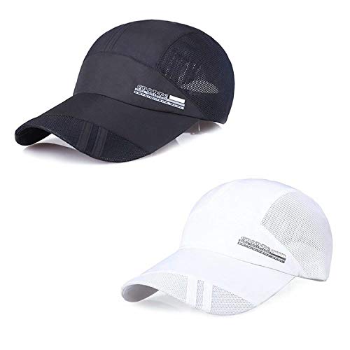 TAGVO Sports Mesh Baseball Cap, 2 Stück Sommer Atmungsaktive Mesh Baseball Sun Cap Sport Schnell Trocknend Hüte Unisex Laufvisier Cap mit Verstellbarem Schnallenverschluss von TAGVO