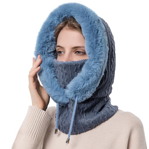 TAGVO Sturmhaube Gesichtsmaske Damen, Warme Balaclava Gesichtsmaske Winddichte Vollgesichtsmaske, Verstellbare Skimaske Kapuzenschal, Winter Fleecemütze für Skifahren Radfahren - Universalgröße von TAGVO