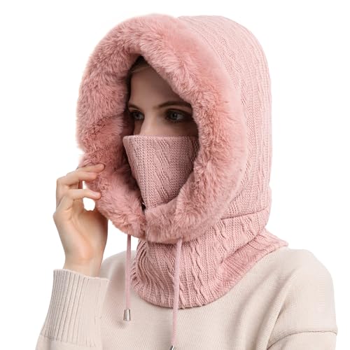 TAGVO Sturmhaube Gesichtsmaske Damen, Warme Balaclava Gesichtsmaske Winddichte Vollgesichtsmaske, Verstellbare Skimaske Kapuzenschal, Winter Fleecemütze für Skifahren Radfahren - Universalgröße von TAGVO