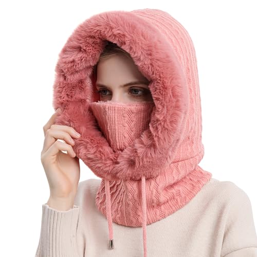 TAGVO Sturmhaube Gesichtsmaske Damen, Warme Balaclava Gesichtsmaske Winddichte Vollgesichtsmaske, Verstellbare Skimaske Kapuzenschal, Winter Fleecemütze für Skifahren Radfahren - Universalgröße von TAGVO