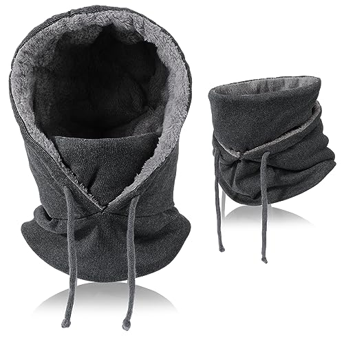 TAGVO Sturmhaube Winddichte Skimaske Herren, Thermo-Fleece-Kapuze Winter Mehrzweck Verwendung, Warm Gesichtsmaske für Herren Damen, Atmungsaktive Gesichtsbedeckung, Schwerer Nackenwärmer,Grau von TAGVO