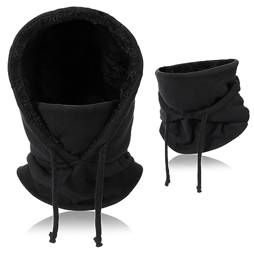 TAGVO Sturmhaube Winddichte Skimaske Herren, Thermo-Fleece-Kapuze Winter Mehrzweck Verwendung, Warm Gesichtsmaske für Herren Damen, Atmungsaktive Gesichtsbedeckung, Schwerer Nackenwärmer,Schwarz von TAGVO