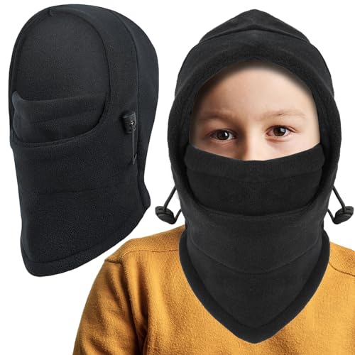 TAGVO Sturmhaube Winter Kinder 4-10 Jahre, Antistatisch Warm Fleece Skimaske mit Kordelzug, Atmungsaktiv Elastizität Balaclava Nackenwärmer Hals Gaiter für Jungen und Mädchen Outdoor-Aktivitäten von TAGVO