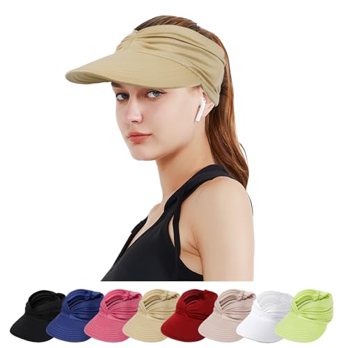 TAGVO Sun Visor Hüte für Damen, mit großer Krempe Faltbar Visor Cap Strand Hut Sonnenschutz UPF 50+ Konzipiert für Outdoor-Sportarten wie Strand-Volleyball,Golf,Baseball,Tennis,Badminton,Laufen von TAGVO