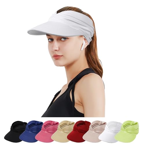 TAGVO Sun Visor Hüte für Damen, mit großer Krempe Faltbar Visor Cap Strand Hut Sonnenschutz UPF 50+ Konzipiert für Outdoor-Sportarten wie Strand-Volleyball,Golf,Baseball,Tennis,Badminton,Laufen von TAGVO