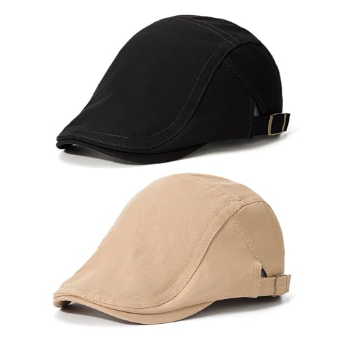 TAGVO Unisex Schiebermütze Vintage Flatcap aus Baumwollmischung Atmungsaktive Sommermütze Verstellbar für Herren und Damen von TAGVO