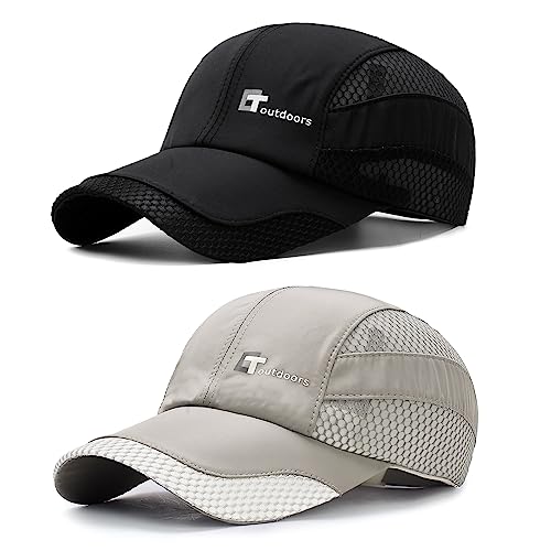 TAGVO Verstellbar Doppelte Mesh Baseball Cap Herren, 2 Stück Schnell Trocknend und Atmungsaktiv Outdoor Sports Baseballkappe Unisex, Sommer Sport Cap Sonnenhut für Sport Reisen Draußen von TAGVO