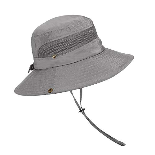 TAGVO Wide Brim Mesh Sonnenhut Faltbar Sommer UV Schutz Fischerhut Outdoor Camping Wandern Reisen Visier Caps mit einem verstellbaren Chin Cord für Mann Frau von TAGVO