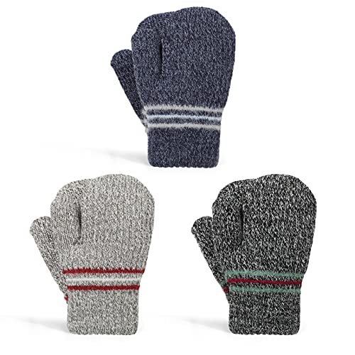 TAGVO Winter Kinder Handschuhe 3 Paare, Jungen Mädchen Handschuhe Sherpa Vlies Gezeichnete Starke Thermische Kinder Strickten Handschuhe für Draußen für Draußen von TAGVO