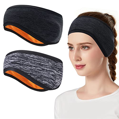 TAGVO Winter Stirnband, 2 Stück Warmes Sport-Stirnband, Thermal Dehnbar Sport Stirnbänder, Thermal Headband für Damen und Herren, Sport Stirnband für Yoga, Radfahren, Basketball, Fitness von TAGVO