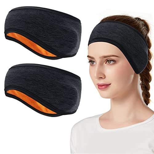 TAGVO Winter Stirnband, 2 Stück Warmes Sport-Stirnband, Thermal Dehnbar Sport Stirnbänder, Thermal Headband für Damen und Herren, Sport Stirnband für Yoga, Radfahren, Basketball, Fitness von TAGVO