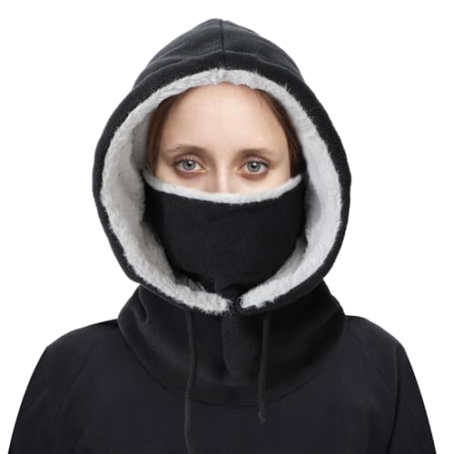 TAGVO Winter Sturmhaube Gesichtsmaske, Warme Winddichte Balaclava Kapuze Vollgesichtsmaske, Balaclava Damen Verstellbare Wolle Skimaske Kapuzenschal Unisex Winter Fleecemütze für Skifahren Radfahren von TAGVO