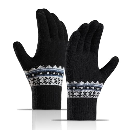 TAGVO Winter Thermo Touchscreen Handschuhe Damen, Dehnbare Gestrickte Handschuhe Warme Dicke Wollhandschuhe, Sporthandschuhe Outdoor Winterhandschuhe für Laufen Joggen Wandern Radfahren Bergsteigen von TAGVO