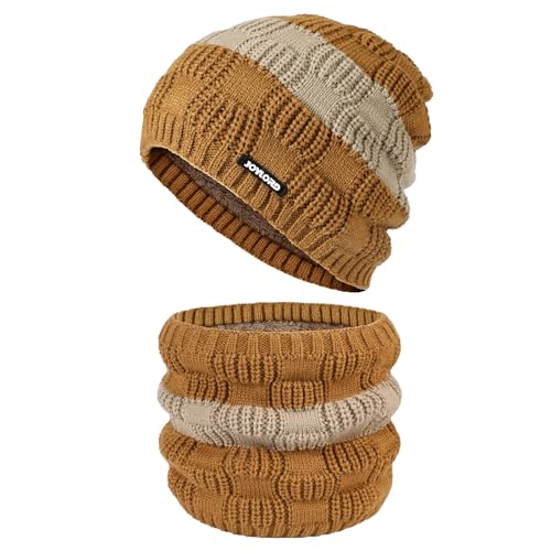 TAGVO Winter Warm Mütze Schal Set Herren und Damen, Beanie Mütze Schal Halswärmer mit Superweiches Fleece Warmfutter, Warmes Outdoor-Mützen-Schal-2 in 1 Set für Arbeiten Laufen Wandern Radfahren von TAGVO