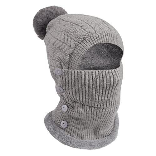 TAGVO Winter Warm Strickmütze&Halswärmer-Sets, Flexible mit Haarball, weiches, Dickes Fleece gefüttert, verstellbare Gesichtsmaske für Frauen für Outdoor-Sportarten, Wintergeschenk von TAGVO