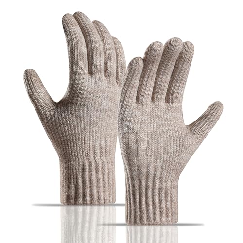 TAGVO Winterhandschuhe Damen Winter Thermo Touchscreen Handschuhe Strick Fingerhandschuhe Sport Warm und Winddicht skihandschuhe für Autofahren Radfahren und SMS, Geeinget für Damen und Herren von TAGVO