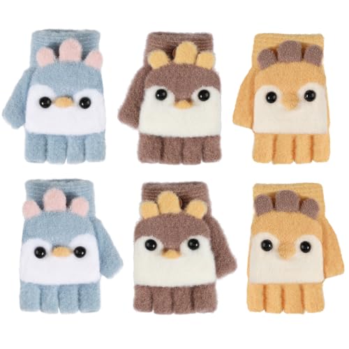 TAGVO Winterhandschuhe Fingerlose Handschuhe für Kinder 1-5 Jahre, Winter Magische Handschuhe Strickhandschuhe Thermo Elastisch, Fingerlose Cabrio Flip Top Handschuhe für Jungen Mädch von TAGVO
