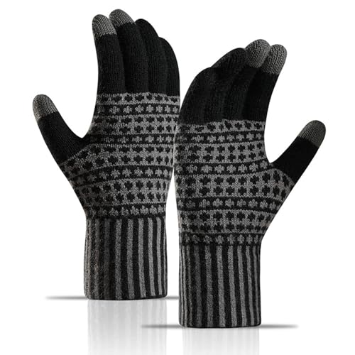 TAGVO Winterhandschuhe Herren Touchscreen Handschuhe Warme Fleece Strickhandschuhe Thermohandschuhe für Outdoor Sport Laufen Radfahren Freizeit von TAGVO