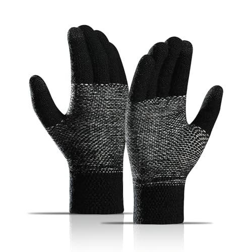 TAGVO Winterhandschuhe Herren Touchscreen Thermohandschuhe Warme Fleece Strickhandschuhe für Outdoor Sport Laufen Radfahren Freizeit von TAGVO