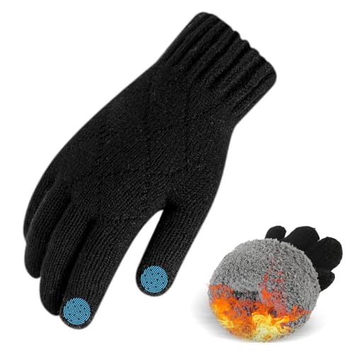 TAGVO Winterhandschuhe mit Fleecefutter für Herren Damen, Thermo Winddicht Elastisch Touchscreen Wollhandschuhe Strickhandschuhe, Fahrradhandschuhe Outdoor für Skifahren Motorrad Laufen Wandern von TAGVO