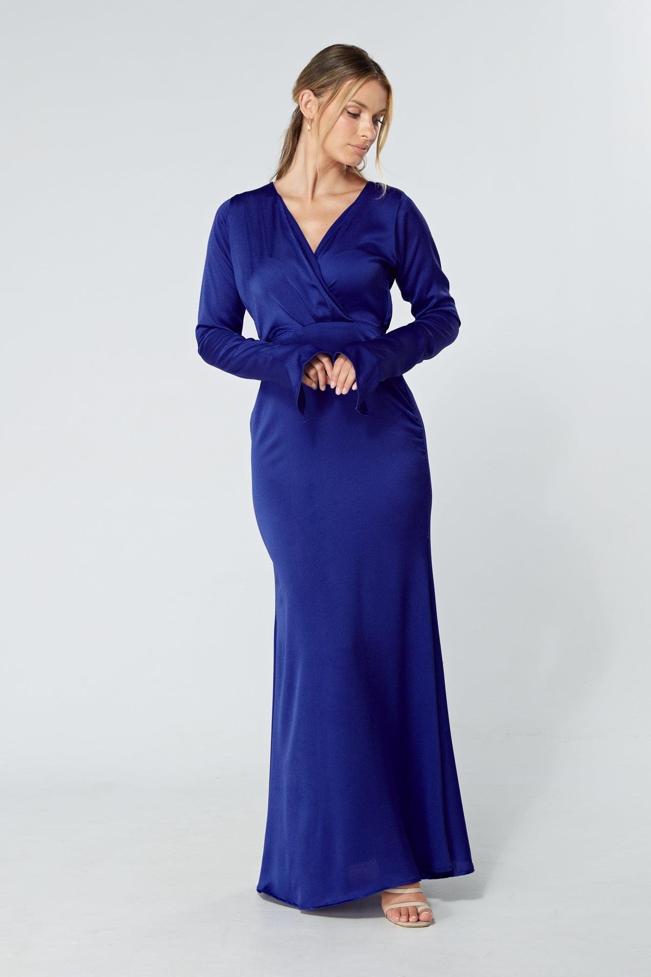 Alessandra Kobalt Blau Satin-Feeling Crepe Maxi Kleid Alessandra Kobalt Blau Satin-Feeling Crepe Maxi Kleid von TAHLIRA