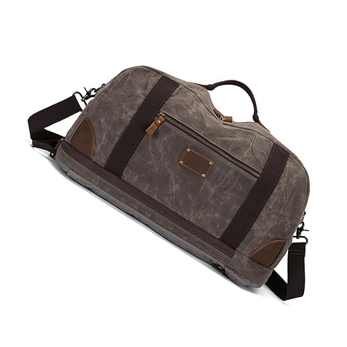 Canvas Duffle Bag für Reisen Herren Übernachtung Tasche Weekender Tasche RFID Handgepäck Handtasche mit Lederbesatz, Farbe A von TAHUAON