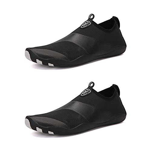 Damen Herren Wassersportschuhe Barfußschuhe Schnell trocknend Surfschuh für Tauchen, Surfen, Schwimmen, Strand, Yoga, 888 Schwarz, 37 1/3 EU von TAHUAON