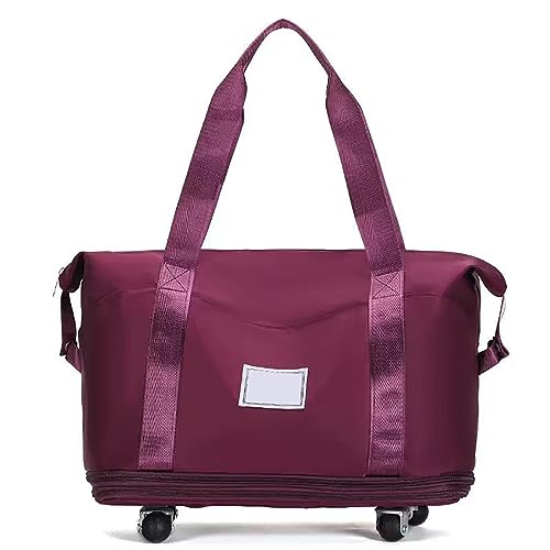 Damen Softside Untersitz Roll-Arbeitstasche Reise Duffel Bag Sport Tote Gym Bag auf 4 Rollen, dunkelviolett von TAHUAON