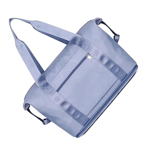 Erweiterbare Sporttasche für Damen, Duffle-Tasche mit Nasstasche, Reisetasche, Wochenend-Übernachtungstaschen mit doppeltem Schultergurt, wasserabweisend, für Krankenhäuser, Blau, Farbe A von TAHUAON