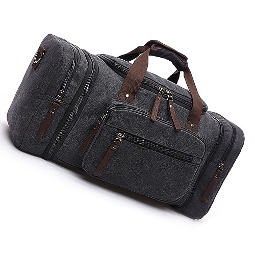 Große Unisex Große Canvas Reisetasche Geräumige Handtasche Sporttasche Umhängetasche für Damen Herren, Farbe A von TAHUAON