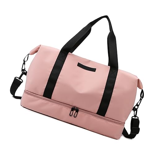 Reise Duffel Bag für Damen und Herren Faltbare Weekender Übernachtung Tasche Nylon Sport Gym Bag Leichte Gepäcktasche Umhängetasche mit Schuhfach, Farbe A von TAHUAON