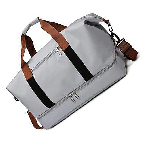 Reise Duffle Bag, Gym Sporttasche Wochenendtasche mit Schuhfach, Große Übernachtungstasche Handgepäck mit Nassfach für Reisen, Faltbare Duffel Bag Weekender Tasche für Damen und Herren Grau, Farbe A von TAHUAON