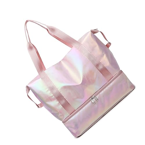 Reisetasche Leichte Dazzle Tote Taschen Sport Duffel Bag für Frauen Mädchen Gym Bag Übernachtung Handgepäck Tasche Geeignet für Reisen Gym Yoga Schule (Hellrosa), Farbe A von TAHUAON