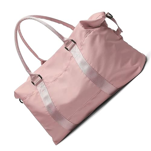 Reisetasche Sport Seesack, Gym Tote Bag für Frauen, Weekender Übernachtungstasche, Handgepäcktasche, Krankenhaus-Holdalls für Frauen mit nasser Tasche, Rosa, Farbe A von TAHUAON