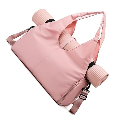 Sport-Turnbeutel, Reisetasche mit Schuhfach und Nassfach, Yogamatten-Tasche für Damen und Herren, tragbare Turnbeutel, Übernachtungstasche, Tragegepäcktasche für Wochenend-Sport, Urlaub, Rosa, Farbe A von TAHUAON